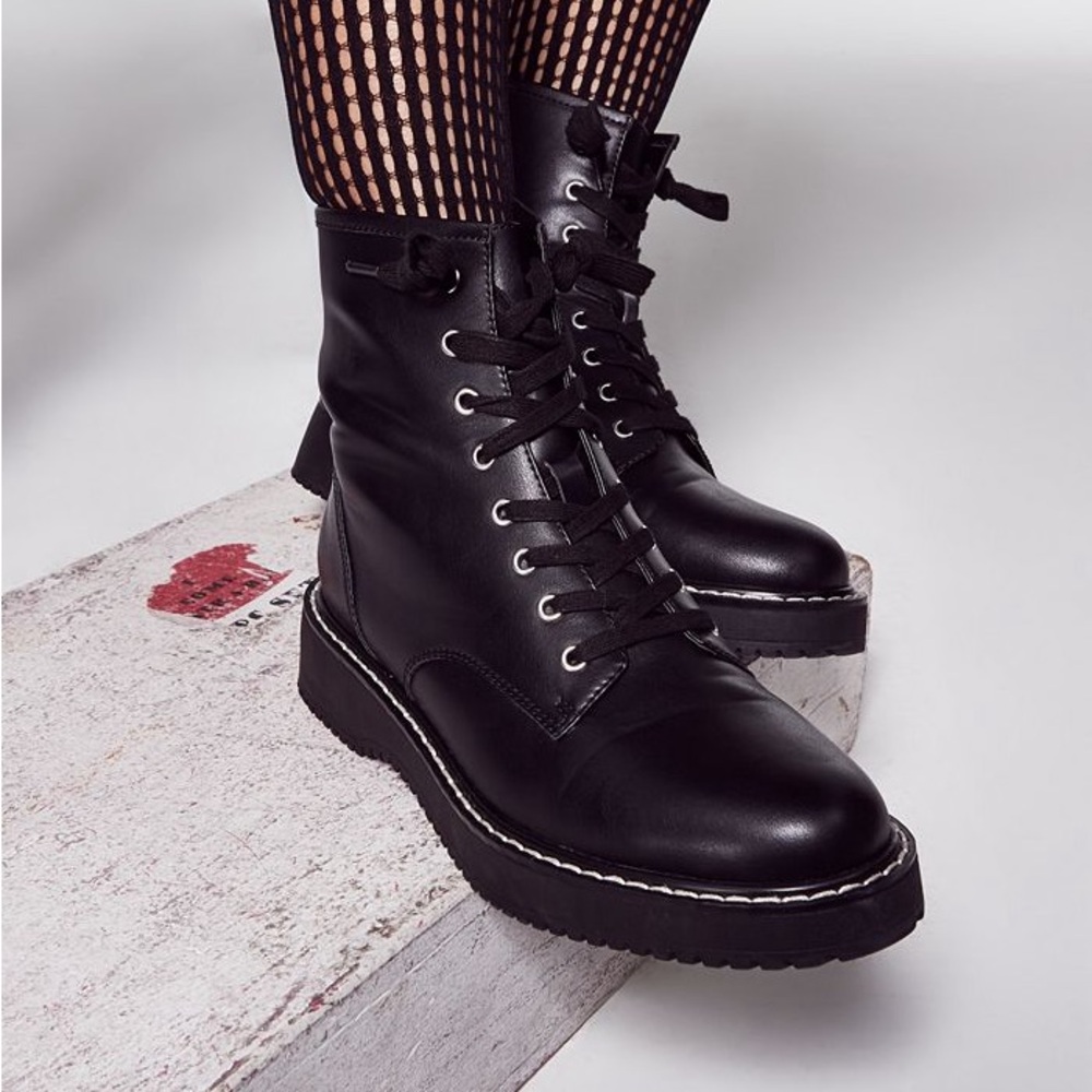 Madden Girl Black Combat Boots